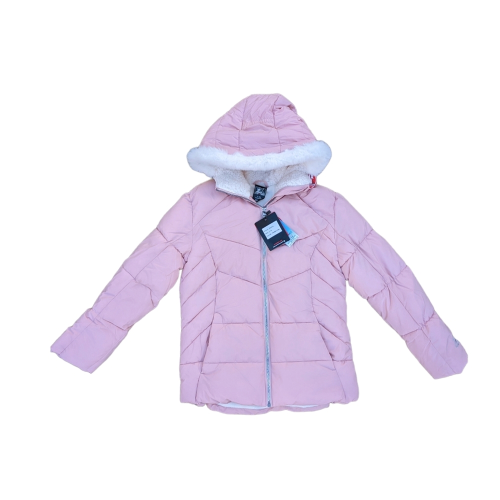 NWT NEW Pastel Pink Puffer Jacket Winter Fleece Coat Kids Large 12/4 Women's XS